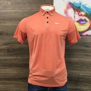 Nike Tour Dri Fit Golf Polo Shirt Men's Orange Short Sleeve Performance Size‎ M